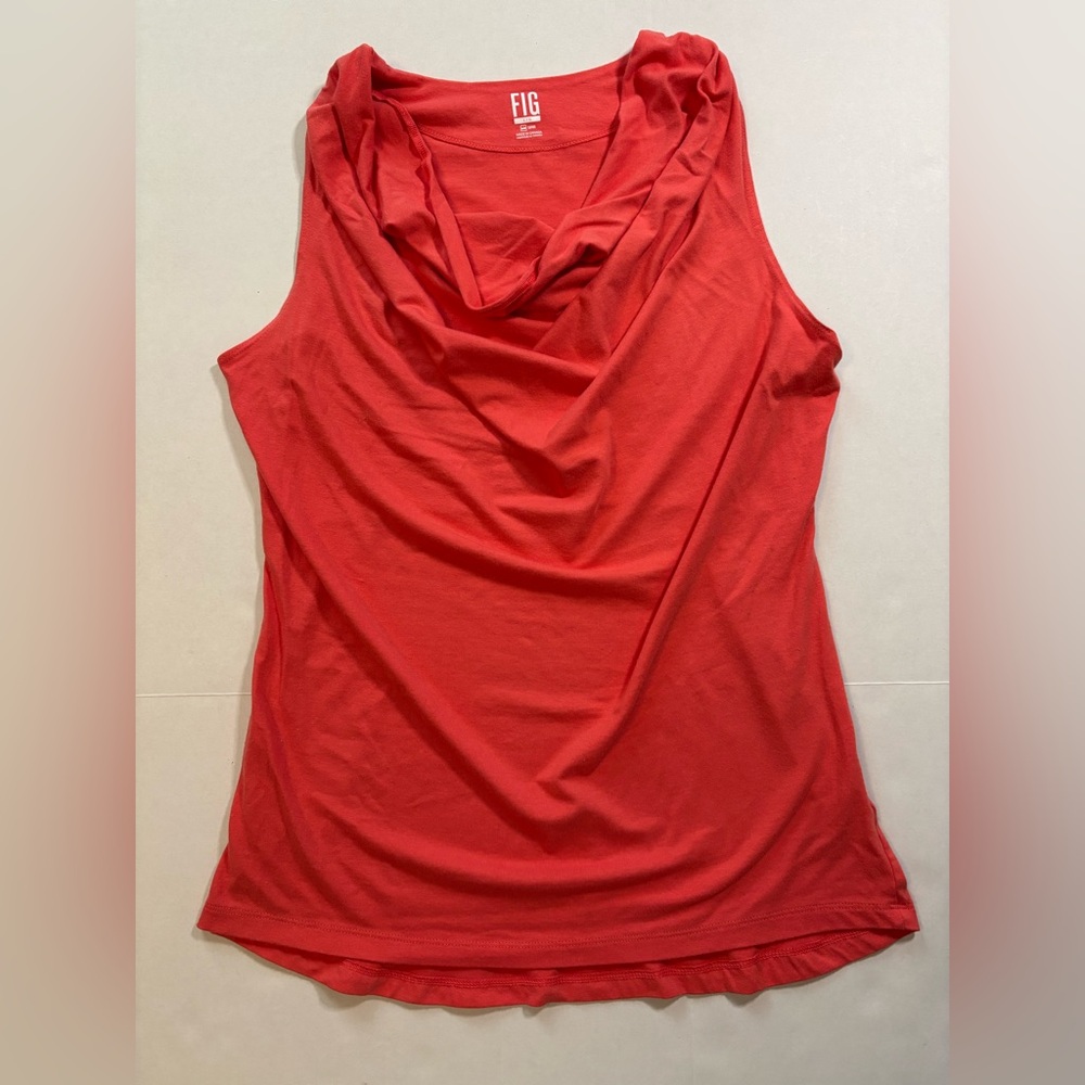 Figs cowl neck sleeveless top.‎ Safari coral SZ. L. Viscose bamboo.
